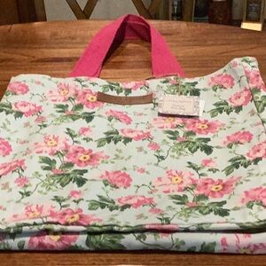 Laura Ashley Floral Tote Bag with Pink Handles